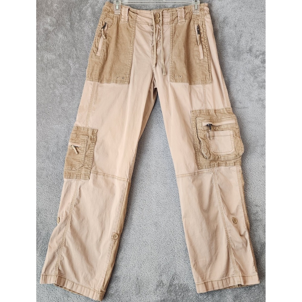 Abercrombie & Fitch Cargo Pants Womens 27/ 4 Reg Tan Corduroy Contrast Utility